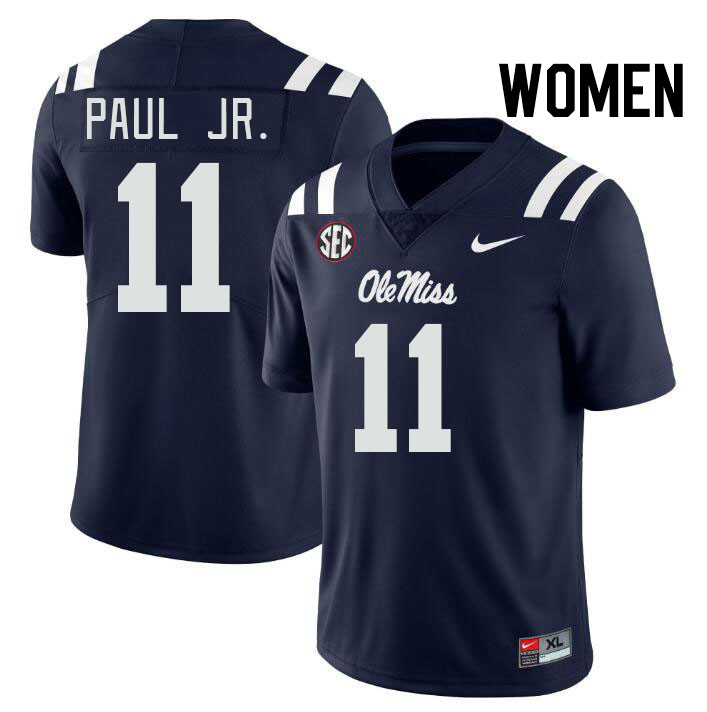 Women #11 Chris Paul Jr. Ole Miss Rebels College Football Jerseys Stitched-Navy